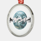 Gehackte planeet Aarde Metalen Ornament (Links)