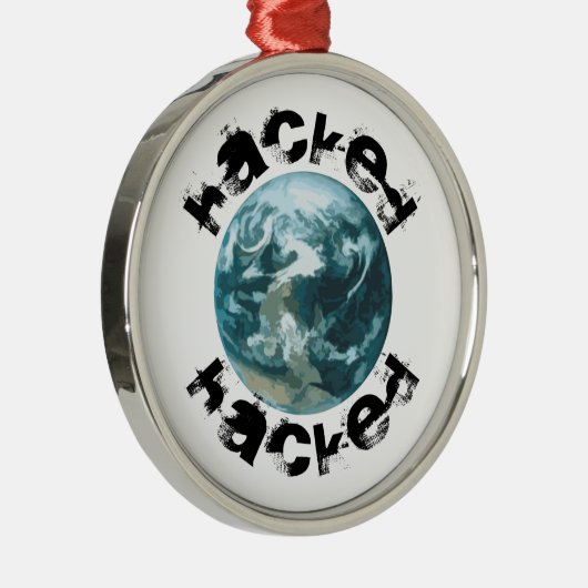 Gehackte planeet Aarde Metalen Ornament (Rechts)