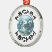 Gehackte planeet Aarde Metalen Ornament (Links)