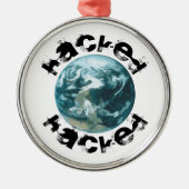Gehackte planeet Aarde Metalen Ornament (Voorkant)
