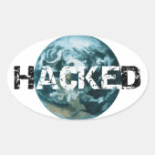 Gehackte planeet Aarde Ovale Sticker (Voorkant)