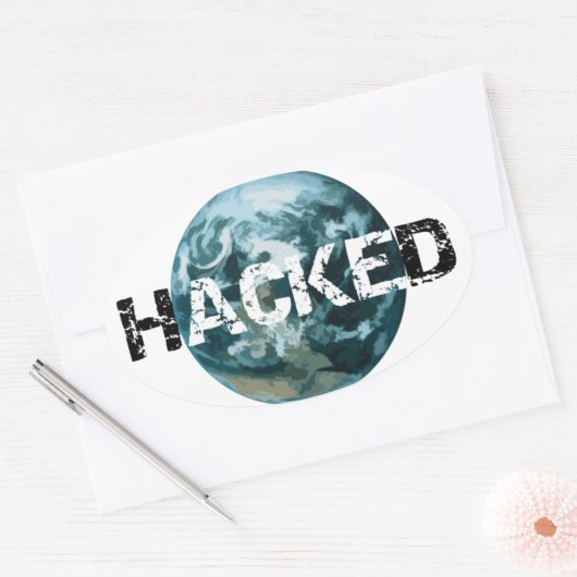 Gehackte planeet Aarde Ovale Sticker (Envelop)