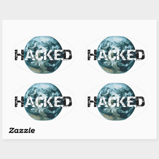 Gehackte planeet Aarde Ovale Sticker (Vel)