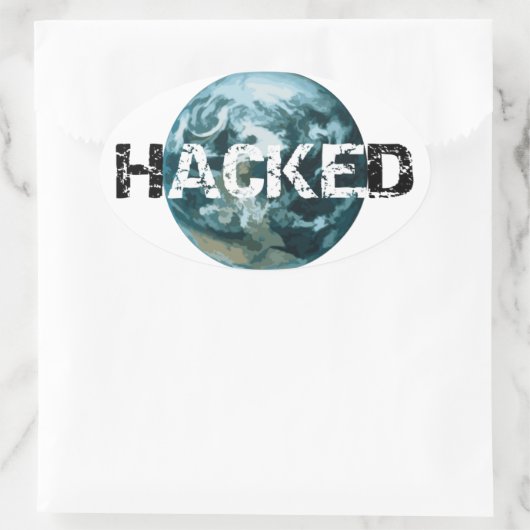 Gehackte planeet Aarde Ovale Sticker (Tas)