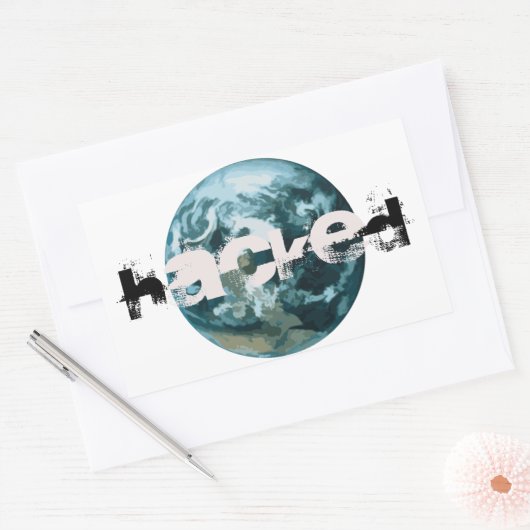 Gehackte planeet Aarde Rechthoekige Sticker (Envelop)