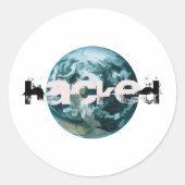 Gehackte planeet Aarde Ronde Sticker (Voorkant)