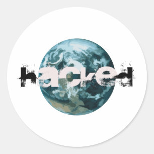 Gehackte planeet Aarde Ronde Sticker