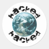 Gehackte planeet Aarde Ronde Sticker (Voorkant)