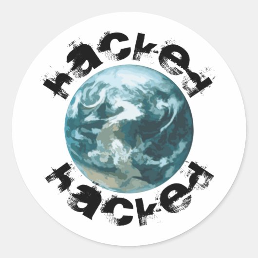 Gehackte planeet Aarde Ronde Sticker (Voorkant)