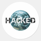 Gehackte planeet Aarde Ronde Sticker (Voorkant)