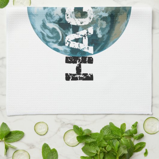 Gehackte planeet Aarde Theedoek (Gevouwen)