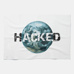 Gehackte planeet Aarde Theedoek