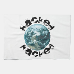 Gehackte planeet Aarde Theedoek