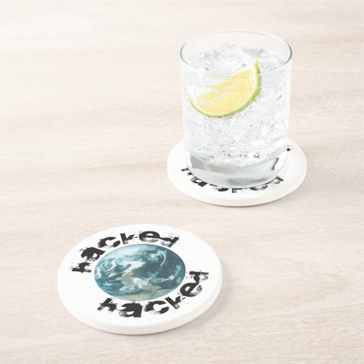 Gehackte planeet Aarde Zandsteen Onderzetter (Zijkant)