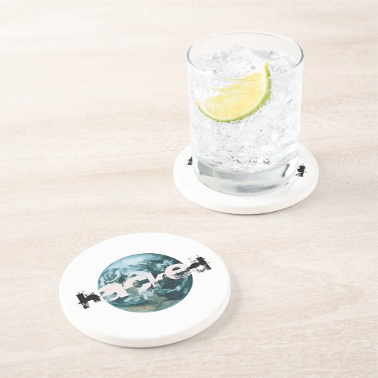 Gehackte planeet Aarde Zandsteen Onderzetter (Zijkant)