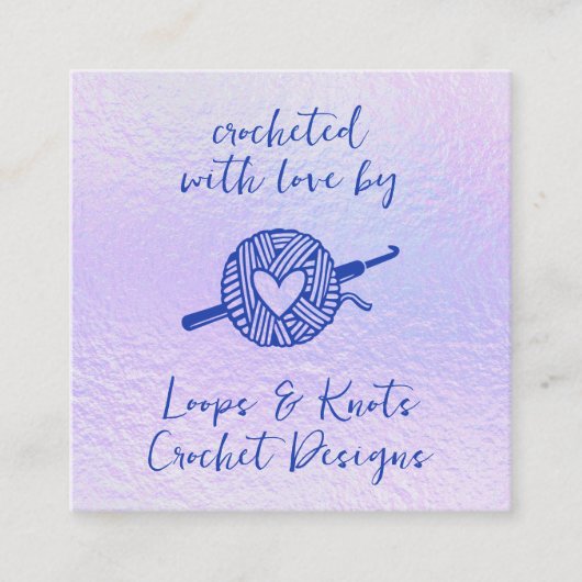 Gehäkeld met liefde vierkante visitekaartje (Voorkant)