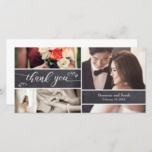 Gehakt, Foto Collage Rustic Wedding Bedankt (Voorkant / Achterkant)