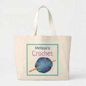 Gehakt! haakhaak en garen, gepersonaliseerd. Larg Grote Tote Bag (Voorkant)