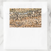 Gehakt hout op een stapel rechthoekige sticker (Tas)