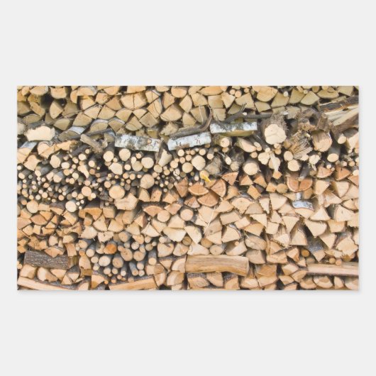 Gehakt hout op een stapel rechthoekige sticker (Voorkant)