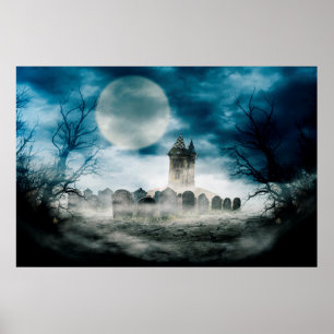 Gehakt huis. Halloween scène. Poster