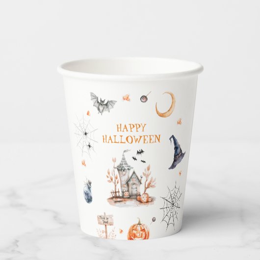 Gehakt huis Happy Halloween Papieren Bekers (Achterkant)