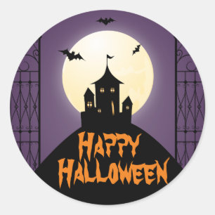 Gehakt huis Happy Halloween Ronde Sticker