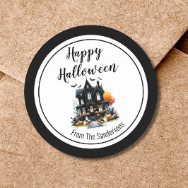 Gehakt huis Happy Halloween Ronde Sticker