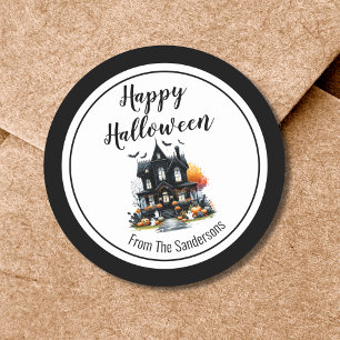 Gehakt huis Happy Halloween Ronde Sticker