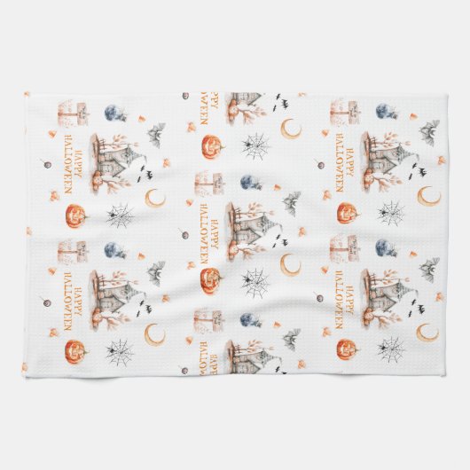 Gehakt huis Happy Halloween Theedoek (Horizontaal)