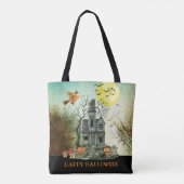 Gehakt huis Happy Halloween Tote Bag (Achterkant)