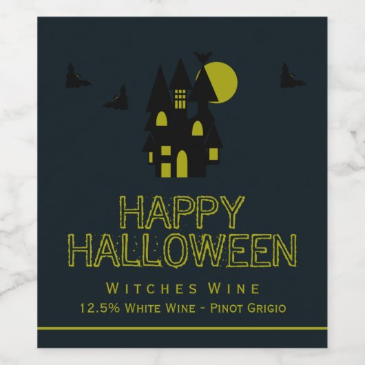Gehakt huis, Happy Halloween Wijn Etiket (Enkel label)