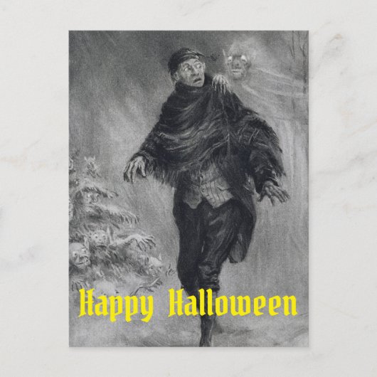 Gehakt Man Happy Halloween-geesten Briefkaart (Voorkant)