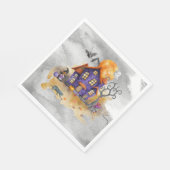 Gehakt Paars Gnoomhuis met katten en katten Servet (Hoek)