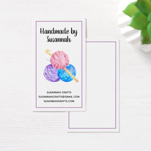 Gehakt Paars Visitekaartje met haakwerk en met gar (Bureau)