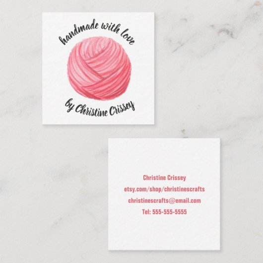 Gehakt/roze Waterverf met nit Vierkante Visitekaartje (Voorkant / Achterkant)