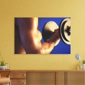 Gehakt schot van het hefgewicht van het man canvas afdruk (Insitu (Woonkamer))