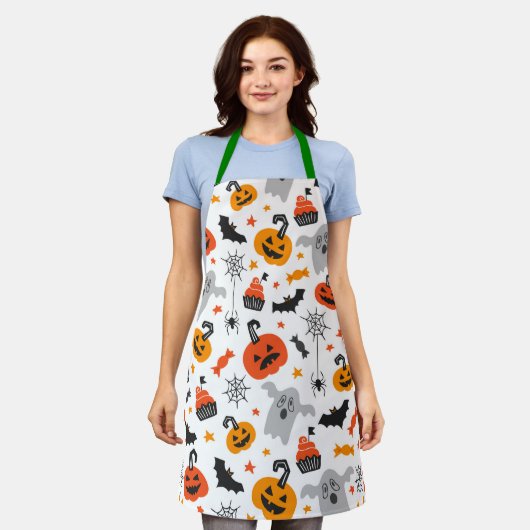 Gehakt symbolen patroon op wit schort (Gedragen)