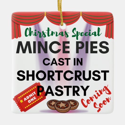 Gehakt taarten gegoten in kortkorst gebak keramisch ornament (Voorkant)
