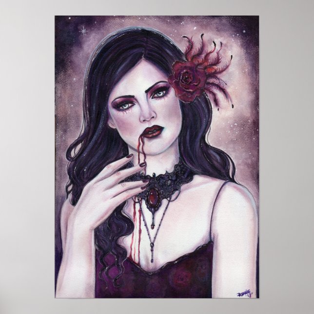 Gehakt vampier gotisch poster van Renee Lavoie (Voorkant)