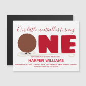 Gehaktbal Één Eerste Verjaardag Magnetische Uitnod Magnetische Uitnodiging (Voorkant / Achterkant)