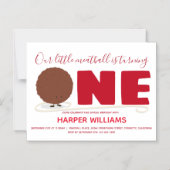 Gehaktbal Één Eerste Verjaardag Magnetische Uitnod Uitnodiging (Voorkant)