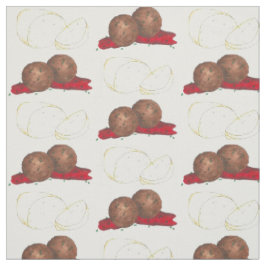 Gehaktballen en Mozzarella Italy Food Fabric Stof