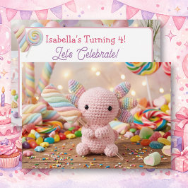 Gehakte Axolotl Pastelkleurige Snoep Verjaardag Kaart