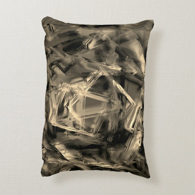 Gehakte beige vierkanten, gekleurd met "penseelstr accent kussen (Achterkant (Verticaal))