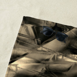 Gehakte beige vierkanten, gekleurd met "penseelstr strandlaken