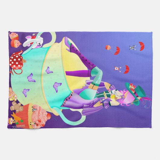 Gehakte dame in Teacup Tea Towel Theedoek (Horizontaal)