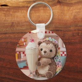 Gehakte egel en milkshake in een retro diner sleutelhanger
