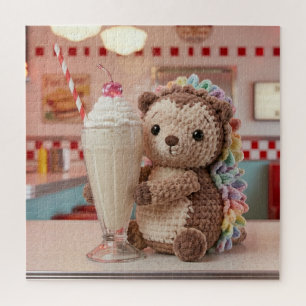 Gehakte egel en milkshake in retro diner legpuzzel