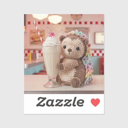 Gehakte egel en milkshake in retro diner sticker (Vel)